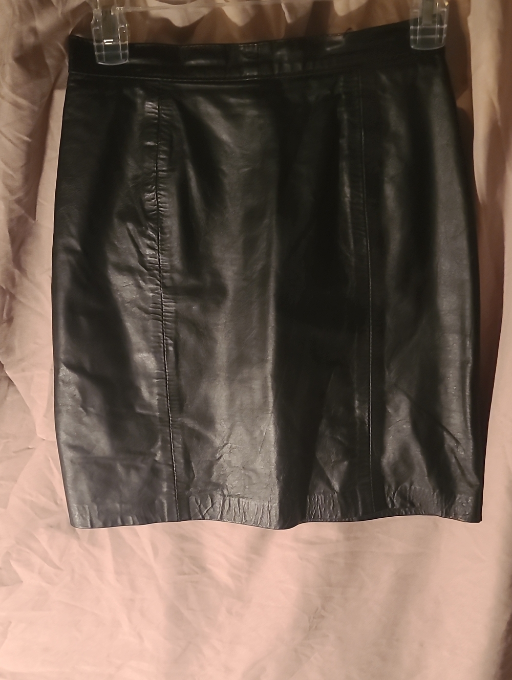 Phenix Black Leather Pencil Skirt